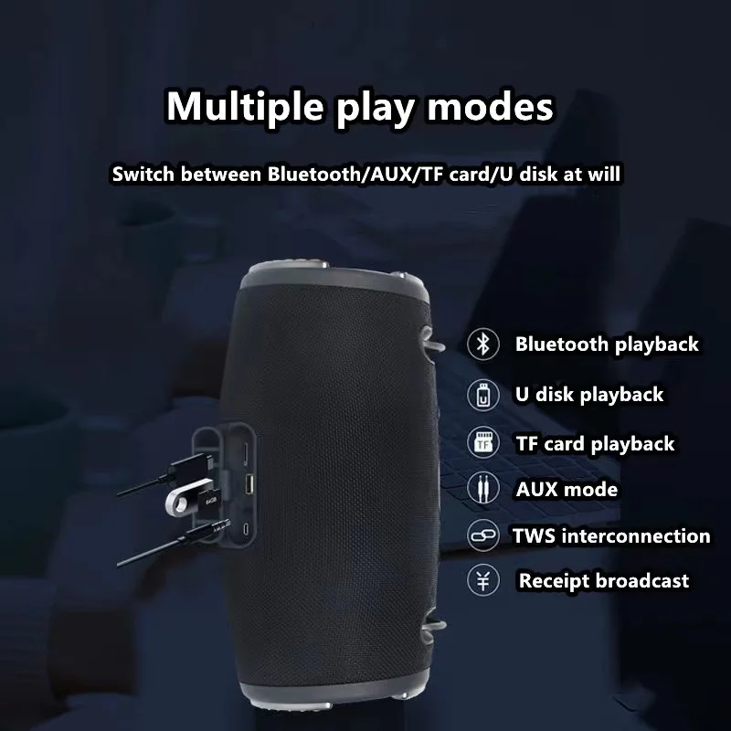 Altavoz Bluetooth portátil resistente al agua de 100W de alta potencia RGB luz colorida Subwoofer inalámbrico 360 estéreo envolvente TWS FM Boom Box - imagen 4