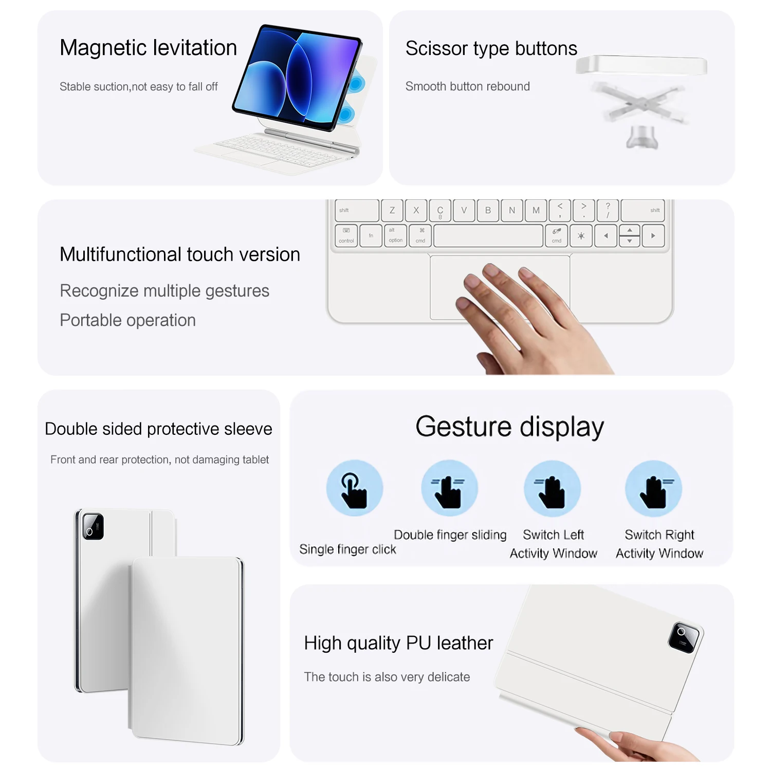 Teclado mágico con retroiluminación para XiaoMi Pad 8 Pro, funda magnética inteligente para tableta Mi Pad 8 MIPad8 de 11,2 pulgadas, teclado TouchPad - imagen 4