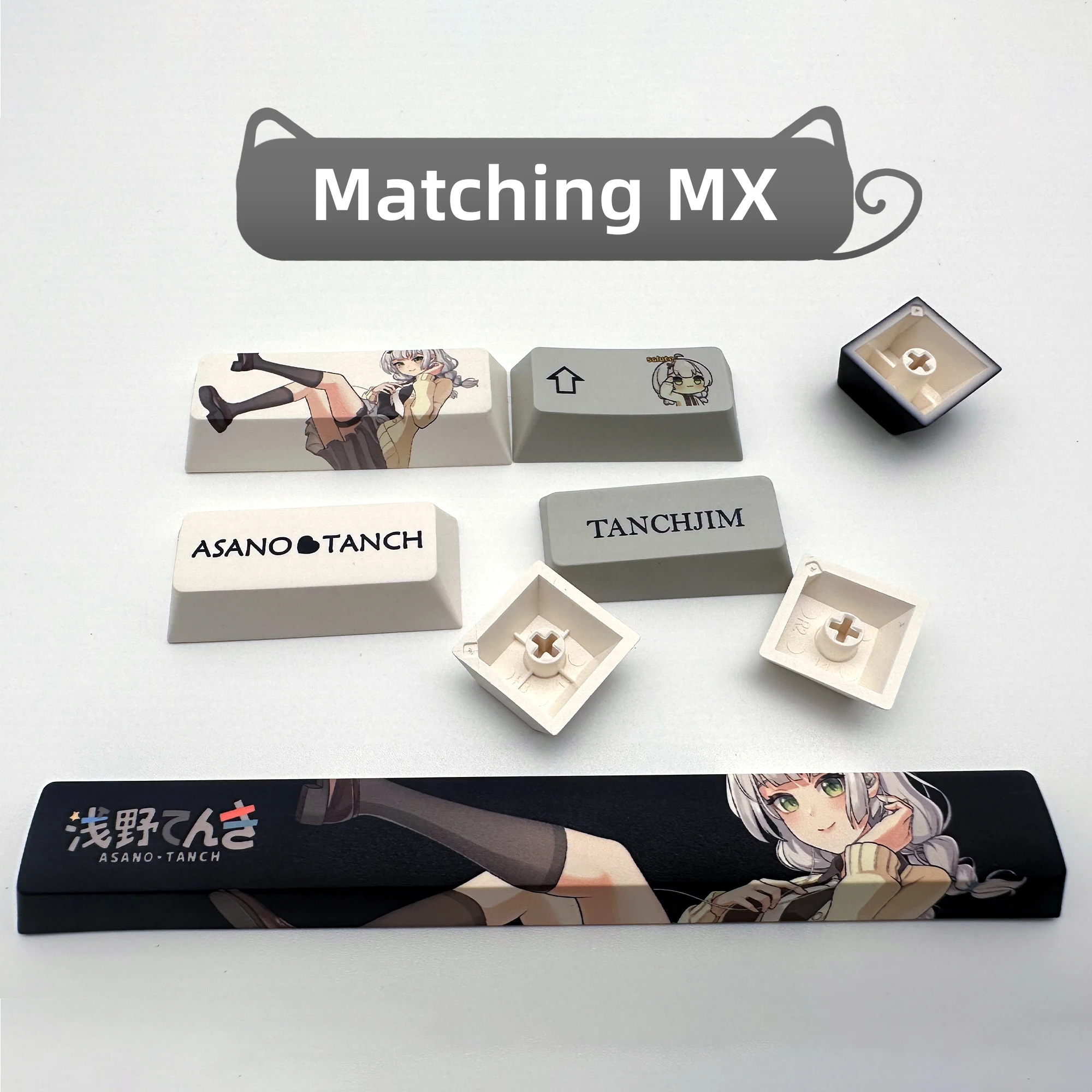 Teclas de Anime XVX Asano tanch, perfil de cereza, tinte Sub Kawaii, PBT, 167 teclas, juego de teclas bonitas para teclado mecánico para juegos - imagen 4