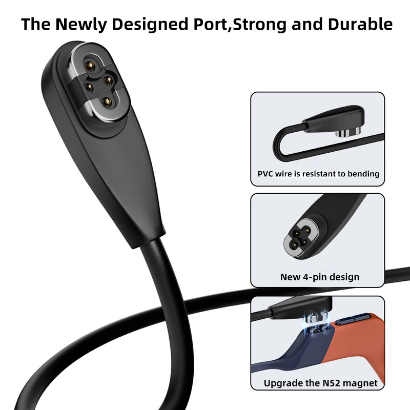 Cable de carga USB tipo C magnético para Shokz Pro S710 Cable de carga rápida USB para cargador de auriculares SHOKZ OpenSwim Pro S710 - imagen 4