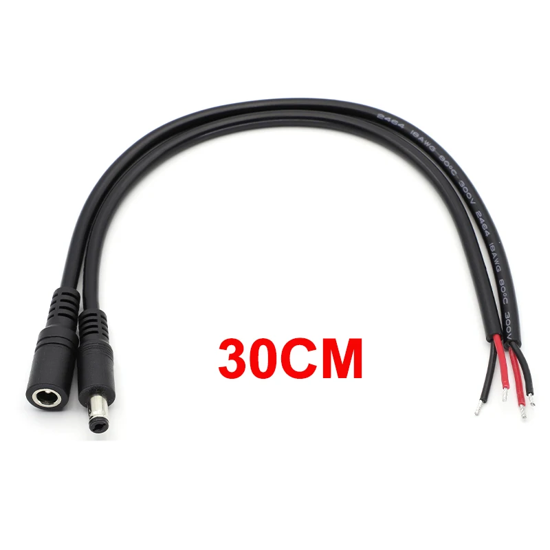 1/2/5 Uds 18AWG 5,5x2,1mm DC macho o hembra enchufe Cable conector adaptador 12V 10A cables de alimentación DIY para CCTV LED - imagen 5