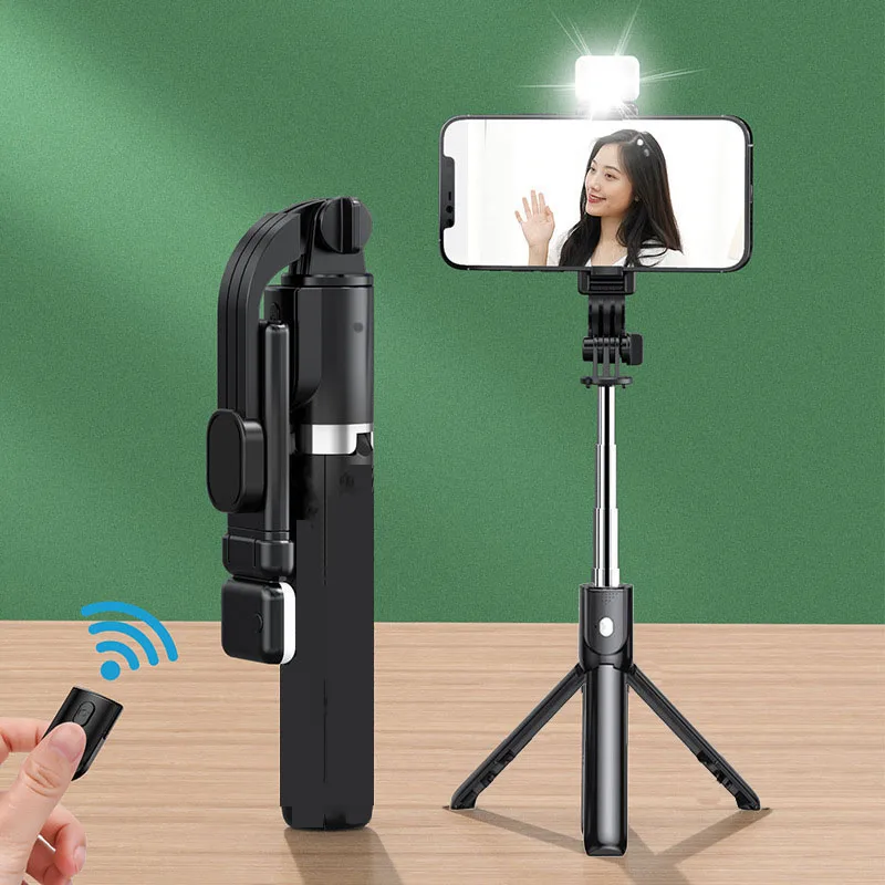 Palo de Selfie portátil con Bluetooth, trípode retráctil multifuncional para teléfono de 70CM con luz para Selfie, obturador remoto inalámbrico