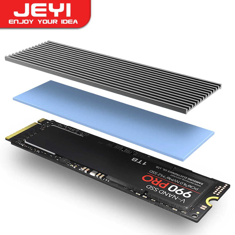 Disipador de calor JEYI M.2 SSD, radiador de aluminio PS5, unidades de estado sólido, almohadilla térmica de silicona para NVME NGFF M2 2280 PCI-E SSD