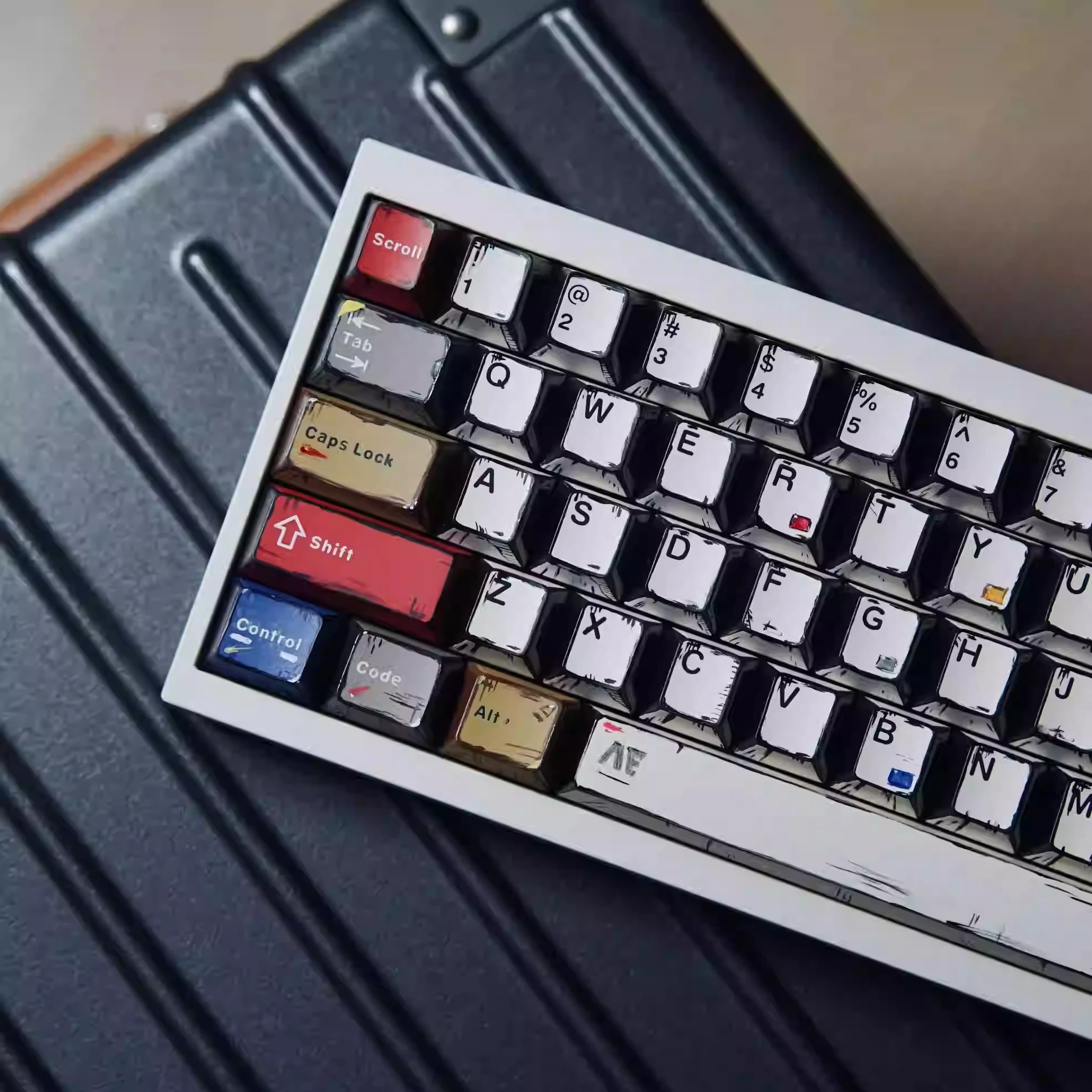 Keebox-teclas de luces mixtas de Manga estilo cómico, teclas de teclado mecánico PBT DIY, juego completo de 1,6mm de espesor