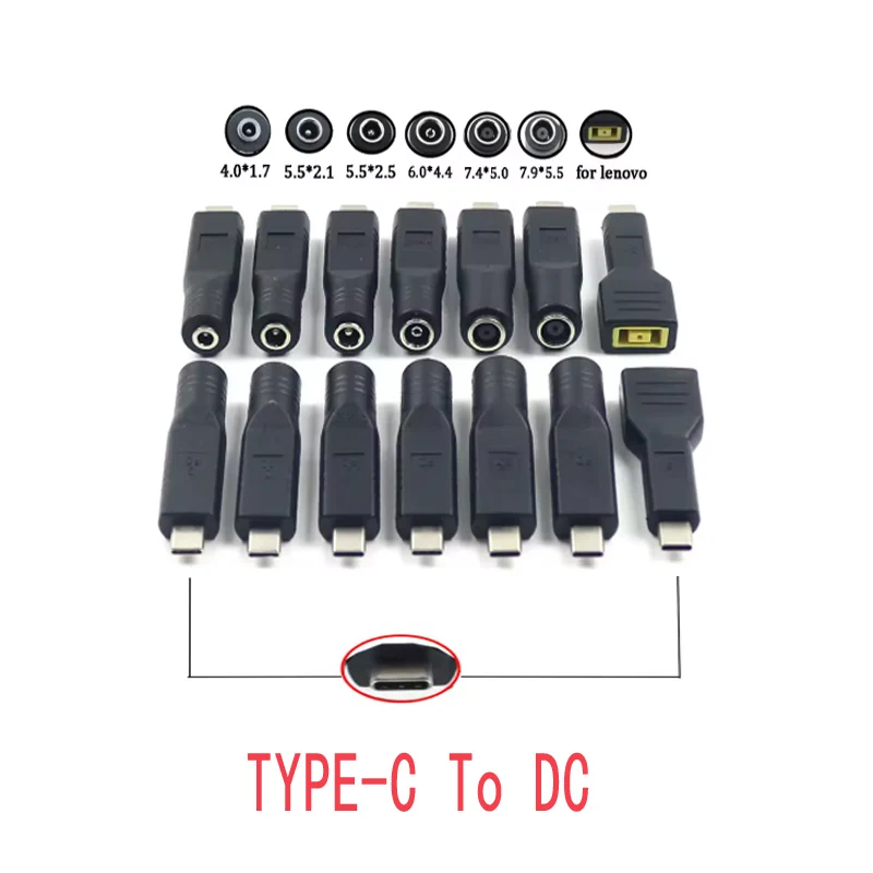 Adaptador PD USB C tipo C macho a 4,0*1,7 5,5*2,1 5,5*2,5 7,4*5,0 7,9*5,5mm convertidor de enchufe hembra conector Jack de alimentación CC