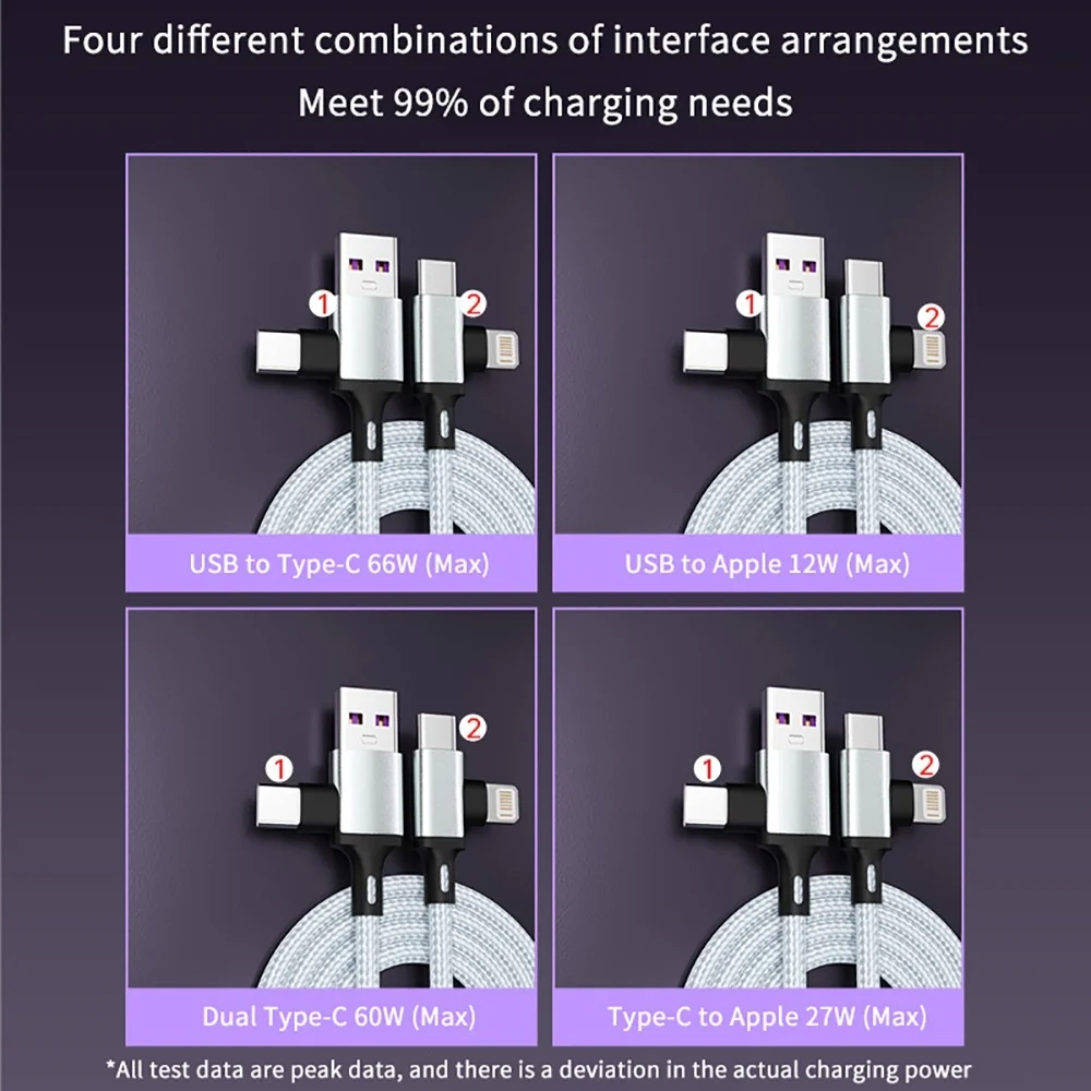 PD 2 en 1 Cable de carga rápida 6A Nylon trenzado sincronización de datos USB A tipo C a relámpago sin enredos para tableta electrónica portátil - imagen 4