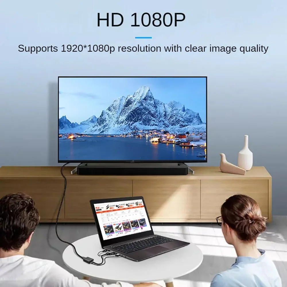 HD 1080P VGA a HDMI convertidor adaptador VGA con Cable de Audio y vídeo de 3,5mm entrada VGA salida HDMI para ordenador portátil TV proyector - imagen 3