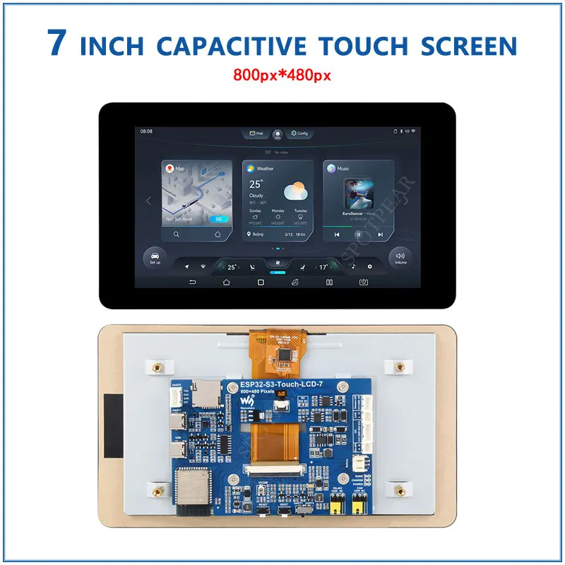 ESP32 S3 táctil LCD pantalla capacitiva de 7 pulgadas 800 × 480 Placa de desarrollo Xtensa LX7 WiFi BT5 CAN RS485 Sensor HMI LVGL GUI - imagen 3