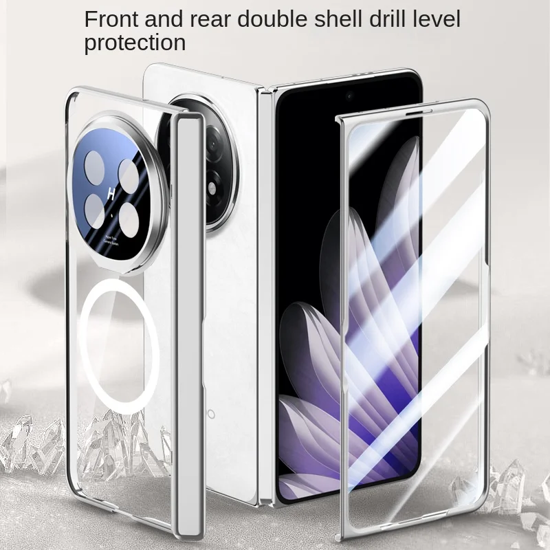 Para OPPO Find N5 funda de lujo chapada Magsafe soporte magnético funda protectora trasera para Find N5 carcasa de soporte con bisagras de resorte - imagen 4