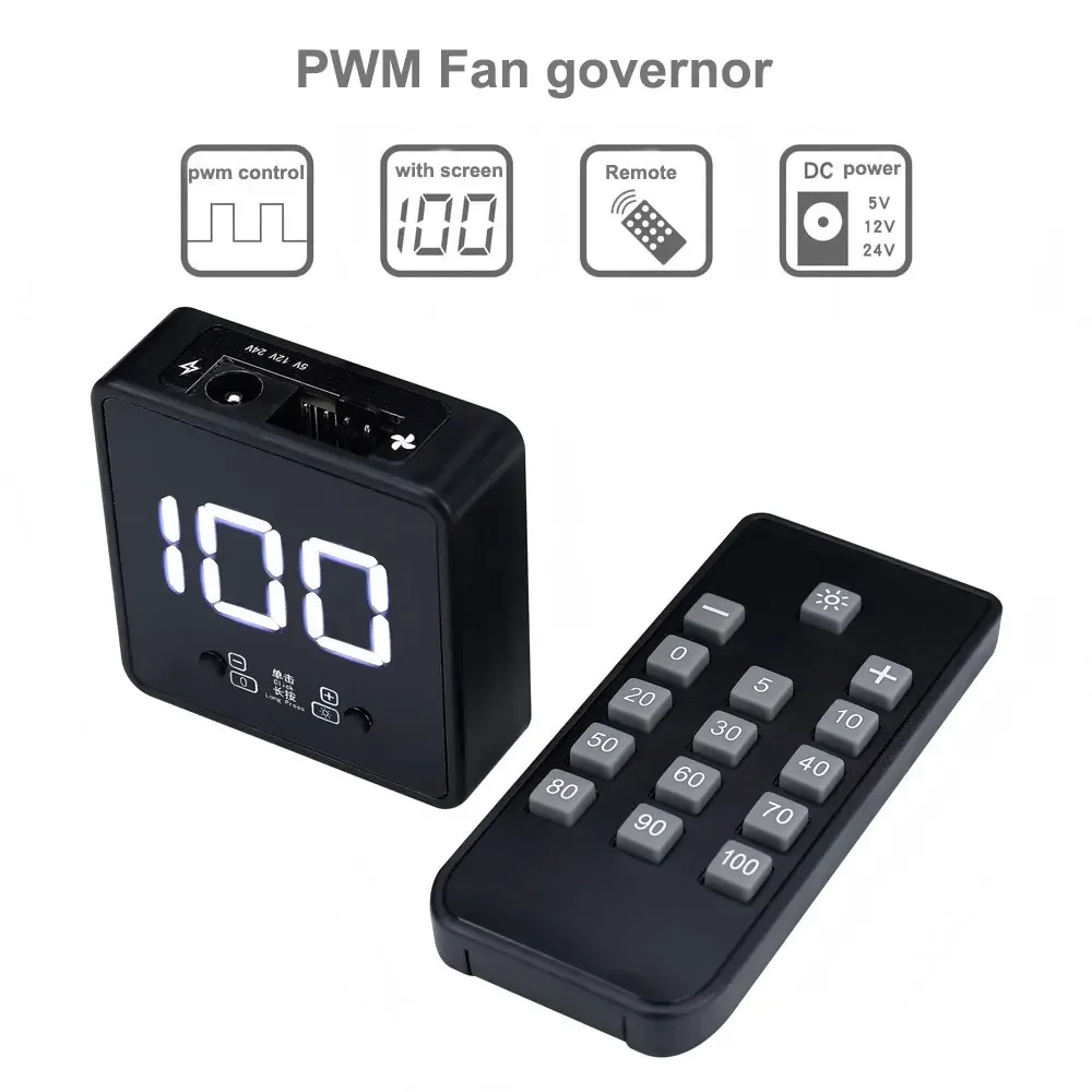 Controlador de velocidad PWM de ventilador de 4 pines, Control remoto Digital, alimentación CC de 24V, 12V, 5V, PD QC, carga rápida, USB tipo C - imagen 3