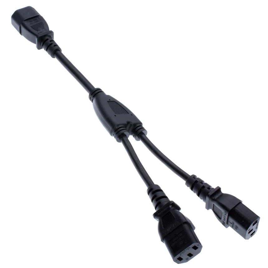Conector macho IEC 320 C14 a cable de alimentación divisor tipo Y hembra 2XC13, Cable adaptador de corriente C14 a 2 vías C13 30CM *
