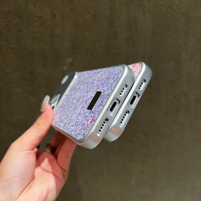 Funda de teléfono con purpurina Starlight de TPU suave chapado para iPhone 17 Pro Max 15 14 16 Pro Max Plus, cubierta trasera de parachoques con disipación de calor y aire - imagen 5
