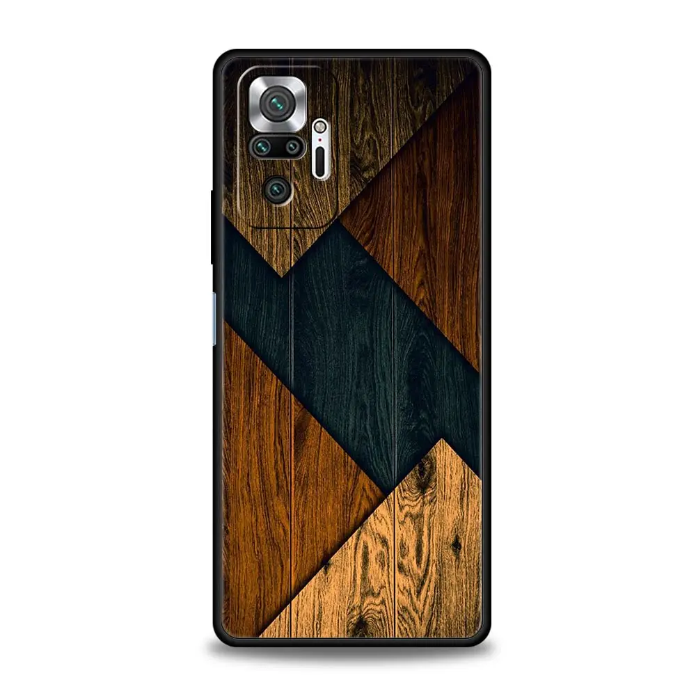 Funda de teléfono para Xiaomi Redmi Note 13, 12, 5G, 9S, 9, 8, 10, 11 Pro, 9T, 13C, 12C, 10C, 9C, 9A, 7 Pro, cubierta de silicona suave, geometría del bosque, madera - imagen 2