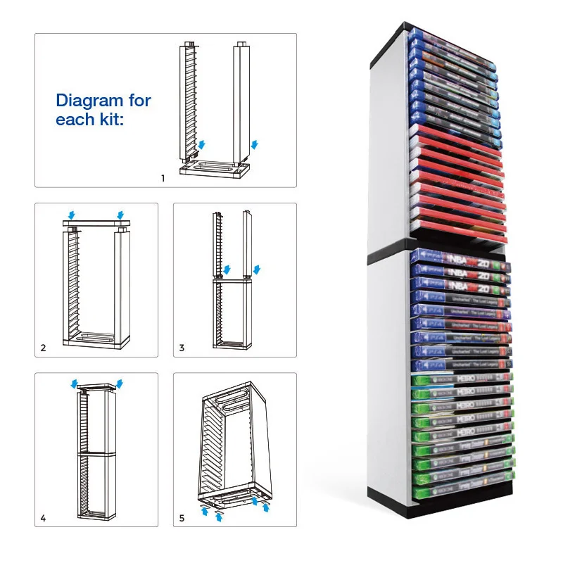 Soporte de caja de almacenamiento de doble capa para disco Host DATA FROG, estante de disco para PS5/PS4/Switch, accesorios de soporte para Xbox Series X - imagen 3