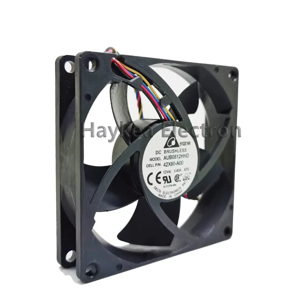 AUB0812HHD 8cm 80mm 80x80x20mm 8020 DC12V 0.40A ventilador de refrigeración de CPU del chasis Dell - imagen 2