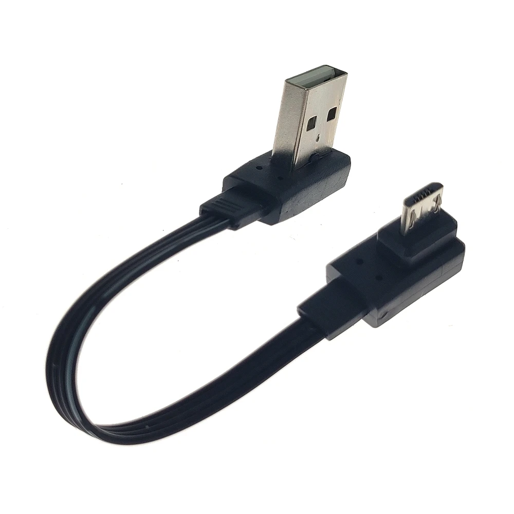 Cable Micro USB de doble ángulo de 0,1 m y 0,2 m, extensión USB de un estilo macho a V8 arriba/abajo, Cable de datos de carga suave de 90 grados, 0,3 m, 0,5 m - imagen 2