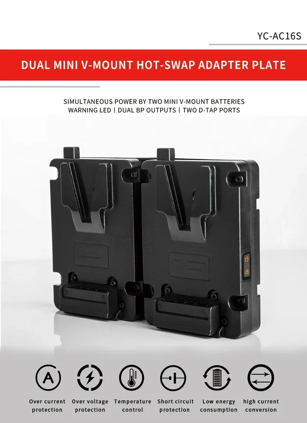 Placa de batería de montaje en V Mini Dual, placa adaptadora de intercambio en caliente con dos puertos D-tap - imagen 4