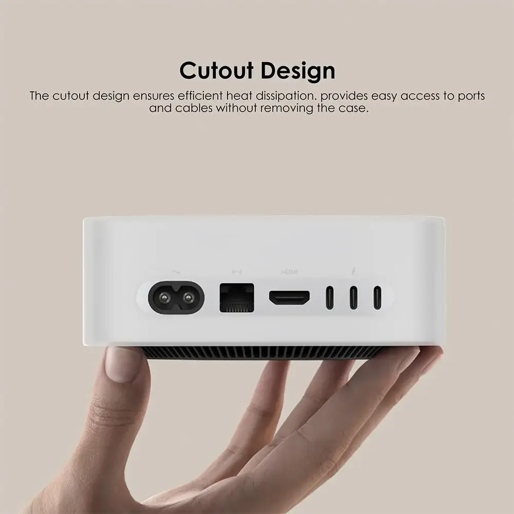 Funda protectora de silicona resistente al desgaste, fácil de instalar, resistente al desgaste, para Mac Mini M4/M4 Pro 2024, apertura precisa a prueba de polvo - imagen 3