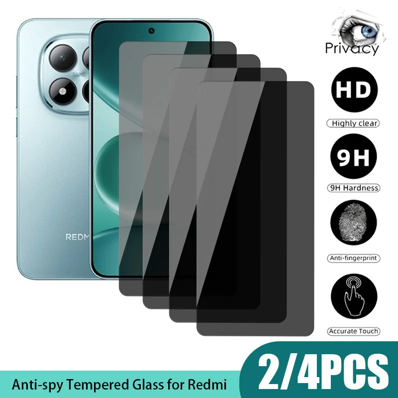2/4 Uds vidrio de privacidad para Redmi Note 14 13 12 11 10 9 8 Pro Plus 5G vidrio protector antiespía para Redmi 10C Note 11S 10S 9S 7 Pro - imagen 2
