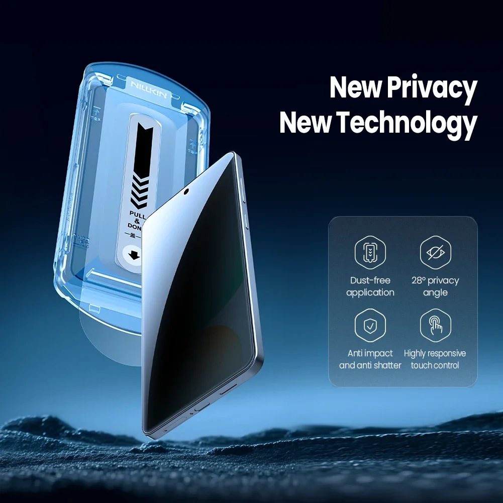 Nillkin para Samsung Galaxy S25 Edge 5G protector de vidrio templado de cobertura completa con protector de privacidad de pantalla sin polvo - imagen 3