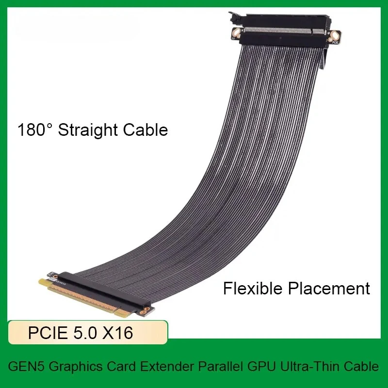 180 Cable elevador recto GPU PCl-E 5,0 PCIe 5,0 X16 GPU Cable elevador plateado Gen5 GPU para RTX5090 RTX4090 RTX3060 RX7900xt - imagen 4
