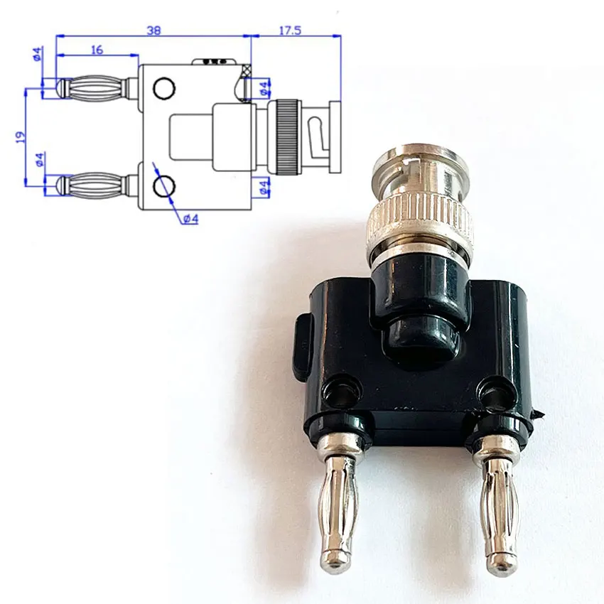 1 Uds Q9 BNC Banana a dos Dual 4mm Banana macho hembra conector Coaxial BNC tipo T divisor de 3 vías adaptador RF de alta calidad - imagen 2