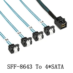 Cable Interno Mini SAS HD a 4 SATA 12Gbps 90° Alta Velocidad