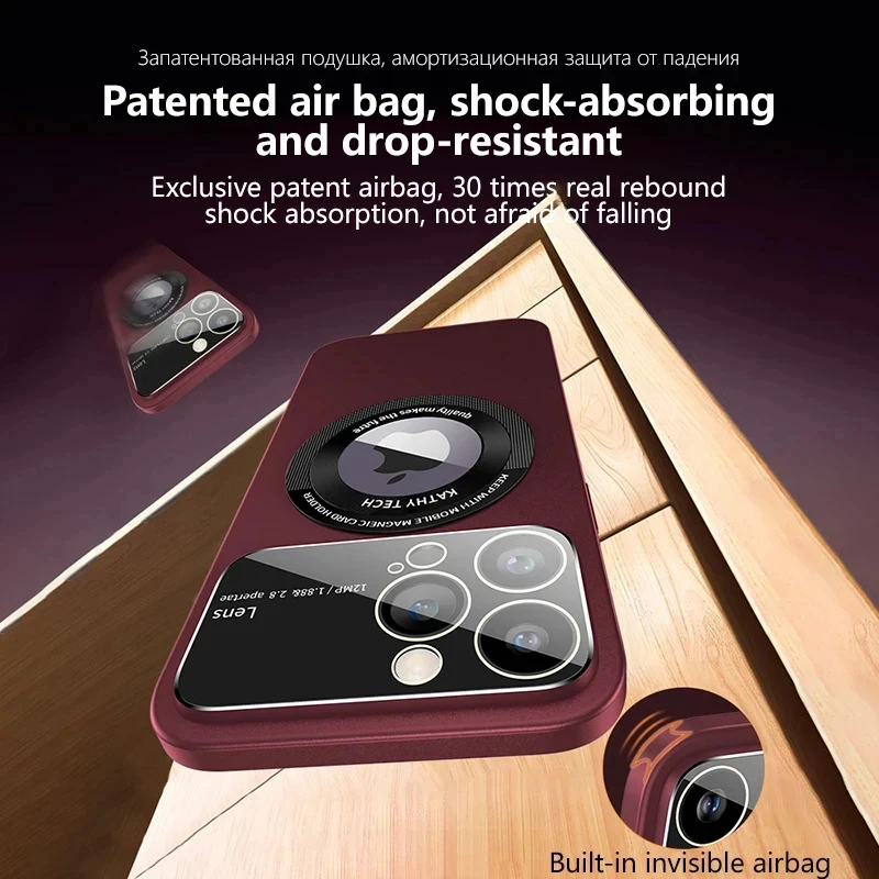 For Magsafe-fundas de teléfono mate de lujo para For iPhone 15, 14, 13, 12, 11 Pro Max Plus, carga inalámbrica, Protector de lente magnético, cubierta trasera - imagen 3