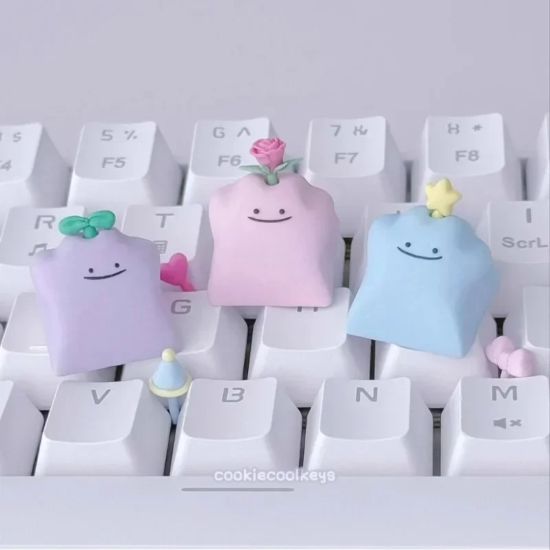 Teclas de Pokémon de Anime, teclas de resina, teclas de dibujos animados personalizadas hechas a mano, accesorios para teclado mecánico, regalos de vacaciones