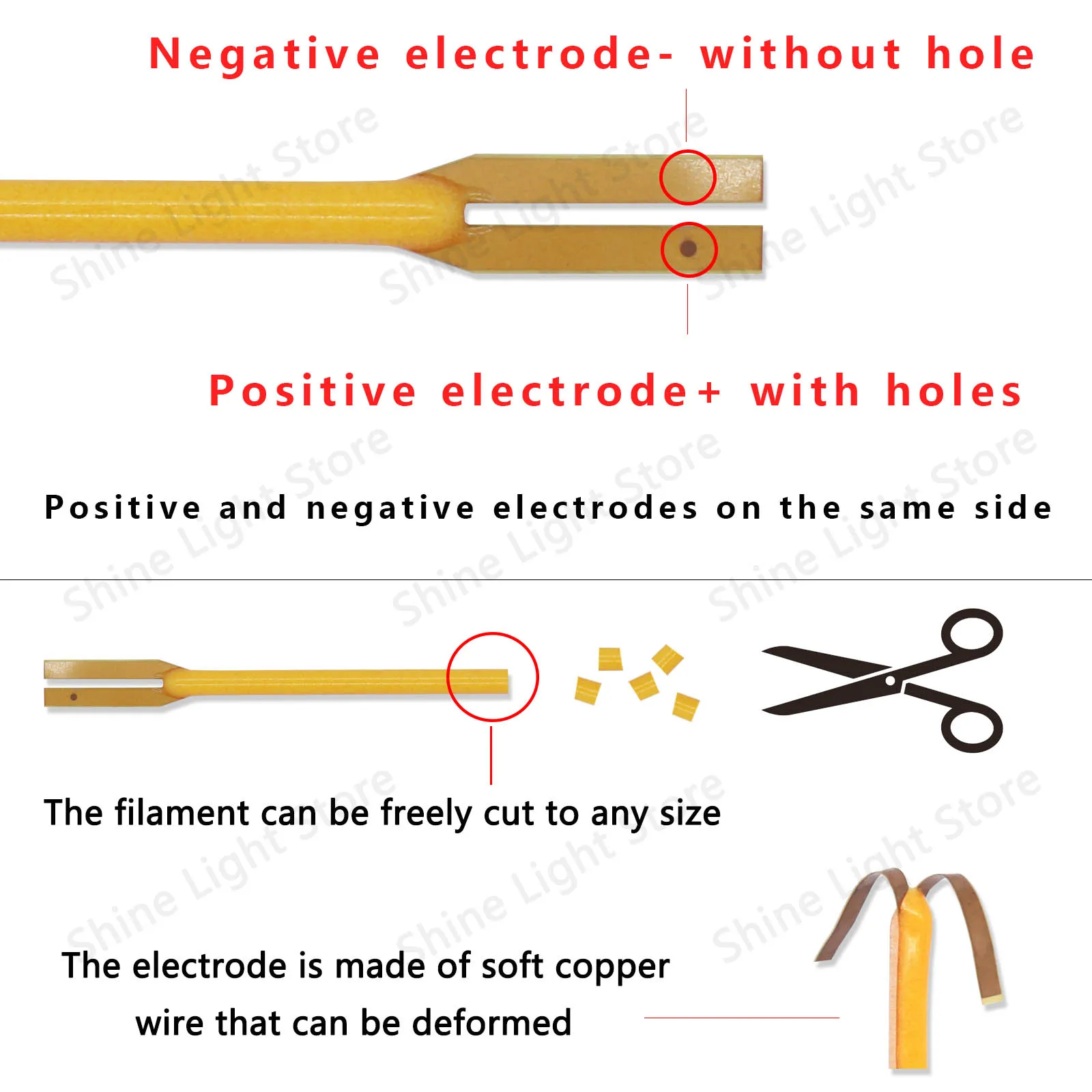 Filamento Flexible LED DIY puede cortar postes positivos y negativos de 128mm con el mismo extremo DC3V bombilla artística luz de ambiente - imagen 3