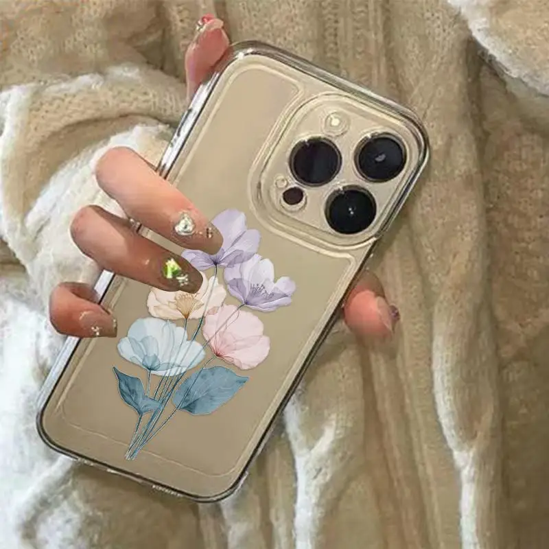 Funda de flores coloridas para iPhone 16Pro 17 15 14 13 11 Pro Max 12Mini XR 7 8 Plus SE funda suave a prueba de golpes - imagen 3