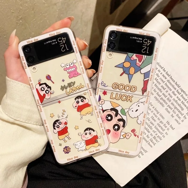 Funda de teléfono Anime Noharas Shinnosukes para Samsung Galaxy Z Flip 3 4 Z Flip 5 6 Z Fold 4 5G PC, cubierta trasera suave anticaída
