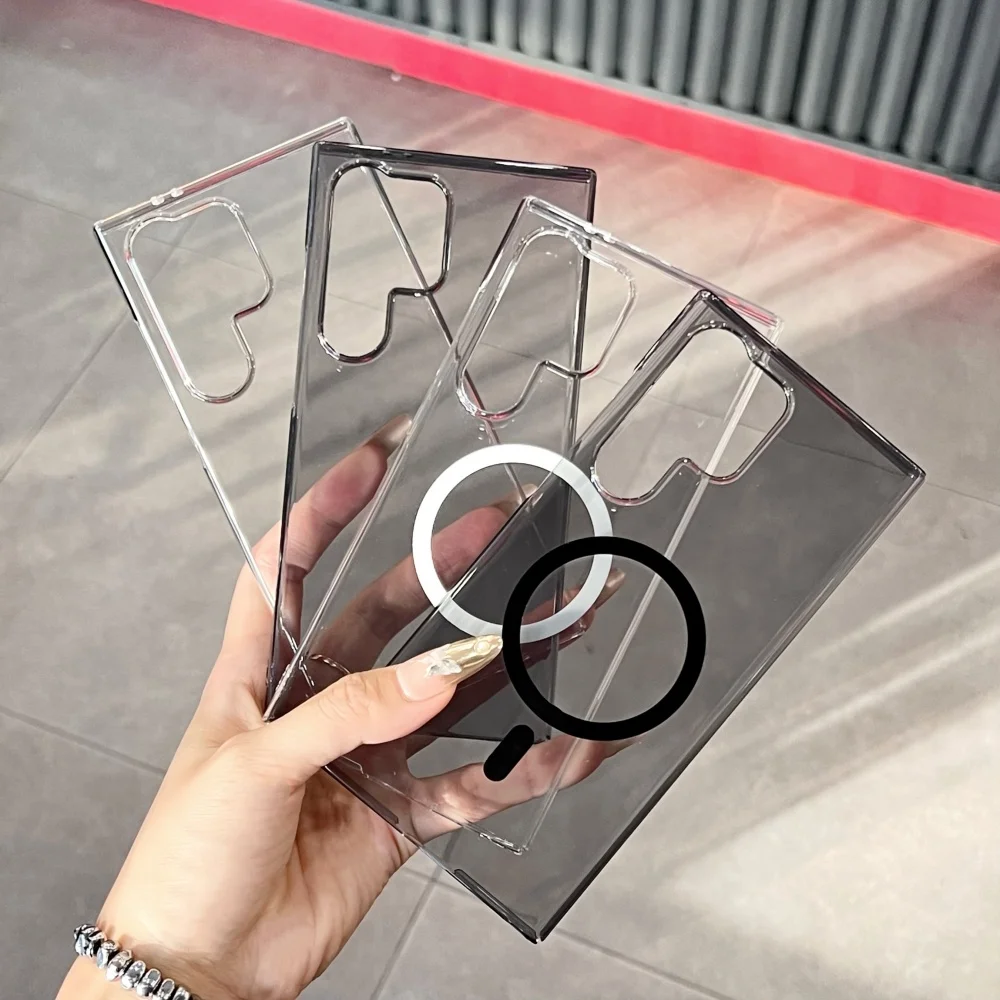 Funda magnética HD de cristal de lujo para Samsung S25 Edge S24 S23 Plus Ultra S24FE S23FE para Magsafe, funda dura transparente ultrafina para PC - imagen 4