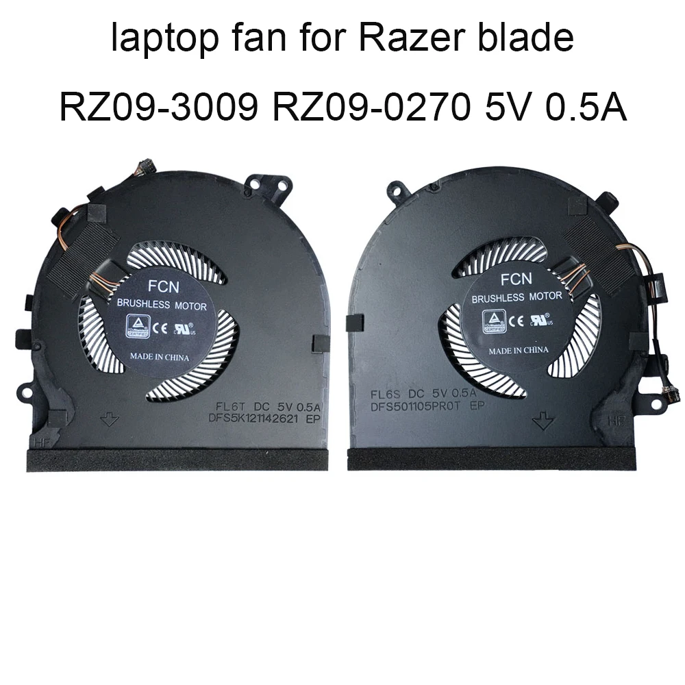 Ventiladores de refrigeración de CPU para ordenador portátil Razer Blade 15 RZ09-0270 02705E76 RZ09 3009 E97 GPU ventilador de radiador nuevo DFS5K 121142621 FLK7 FL6S - imagen 2