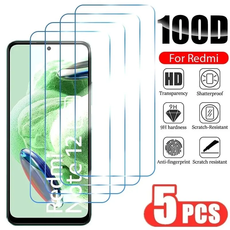 Protector de pantalla HD de 5 uds para Xiaomi Redmi Note 9 10 11 12 13 Pro 10S 11S vidrio templado para POCO X3 Pro X4 X5 X6 F3 F4 F5