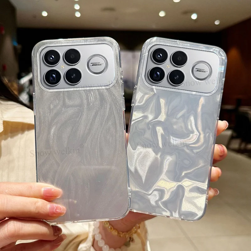 Funda rígida de lujo con gradiente plateado láser para Xiaomi Redmi K90 Pro Max RedmiK90 Pro Max ProMax PC, funda trasera de TPU para teléfono