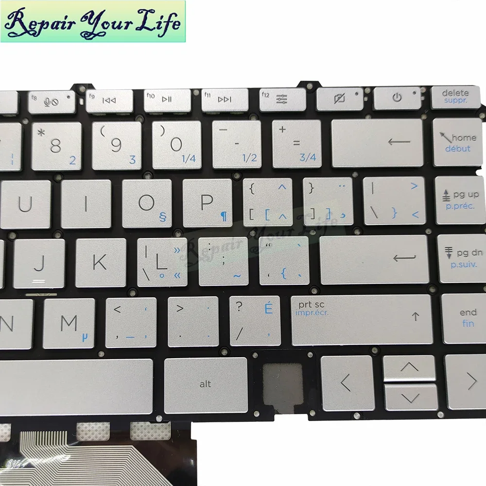 Teclado francés canadiense CF para HP Envy 13T-BA 13-BA BA0017TX 13-BD teclados de repuesto con retroiluminación teclas plateadas L88073-DB1 - imagen 5