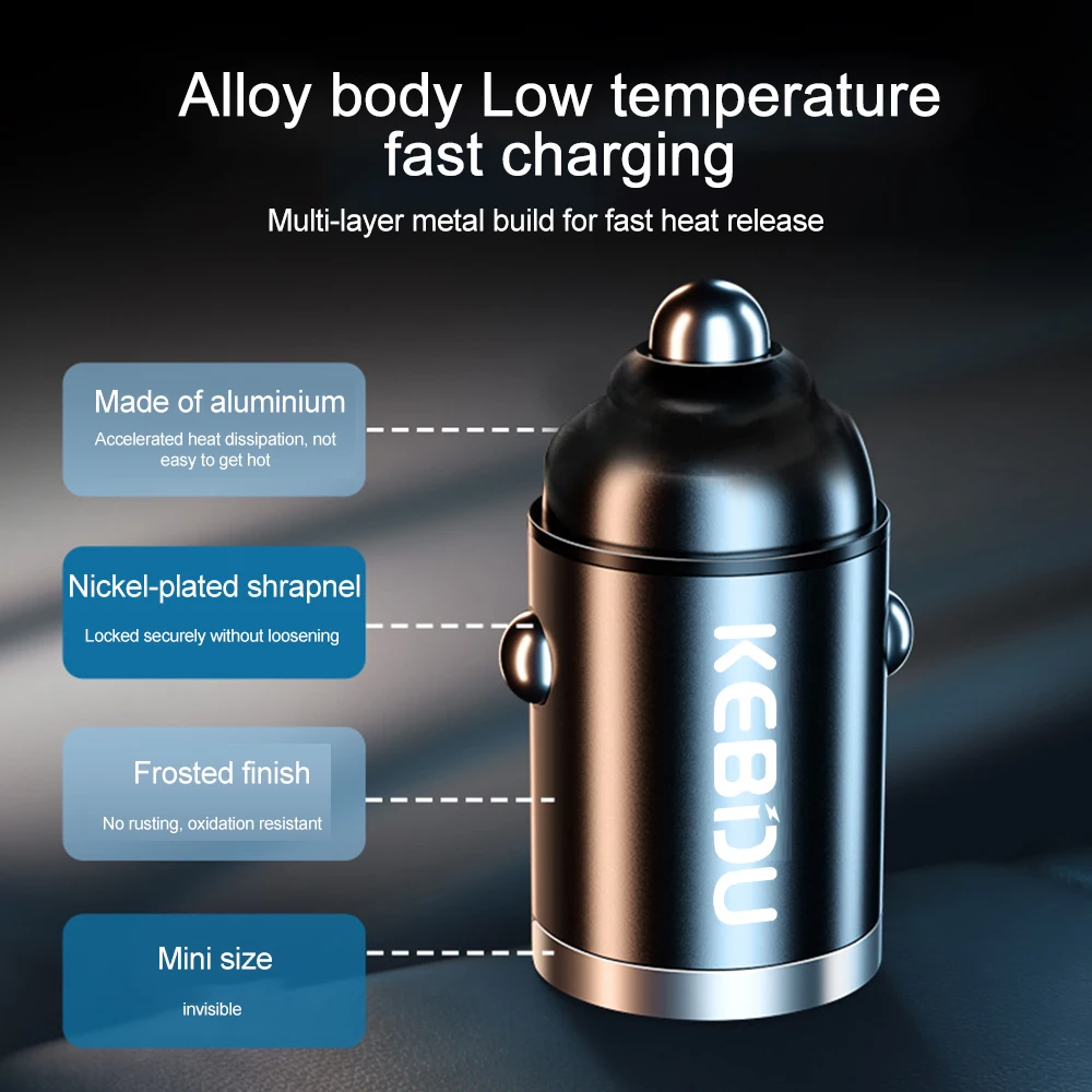 200W QC3.0 PD Mini cargador de coche tipo C carga rápida 2 puertos 5A adaptador de carga rápida 12V 24V para iPhone Xiaomi teléfono móvil - imagen 5