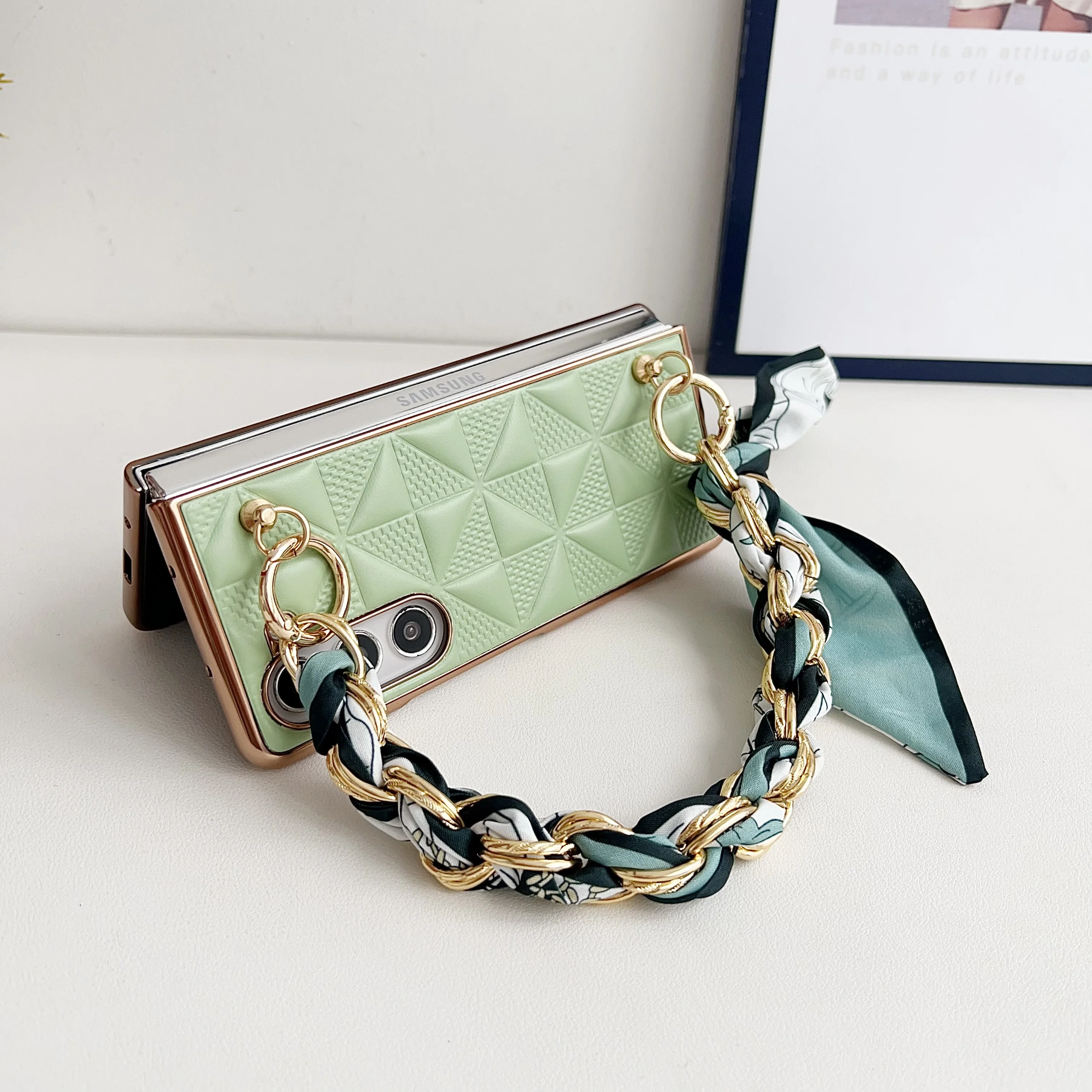 Funda de teléfono con cinta tejida a cuadros para Samsung Galaxy Z Fold 6 5 4, funda de teléfono plegable a prueba de golpes para Z Fold 4 5 6 - imagen 4