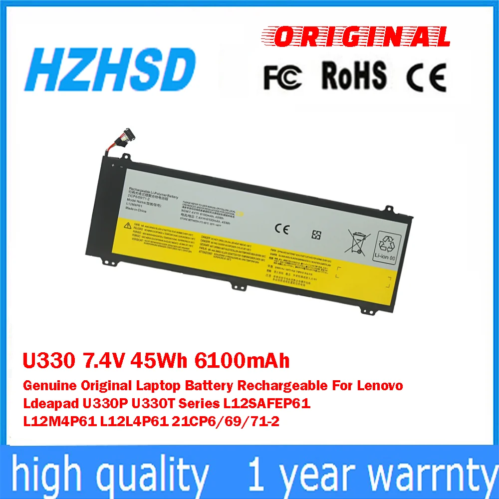 U330 7,4 V 45Wh 6100mAh batería Original genuina para ordenador portátil recargable para Lenovo Ldeapad U330P U330T serie L12SAFEP61 L12M4P61