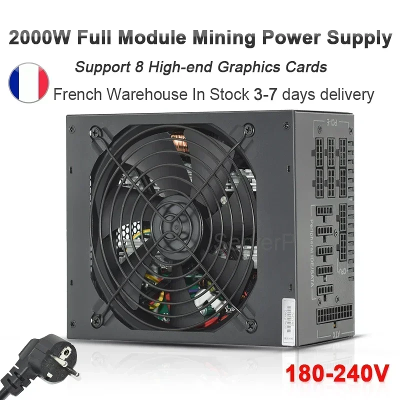 160V-240V ETC RVN ATX PC PSU para máquina de minería BTC módulo completo 1800W 2000W fuente de alimentación de minería compatible con 8 GPU