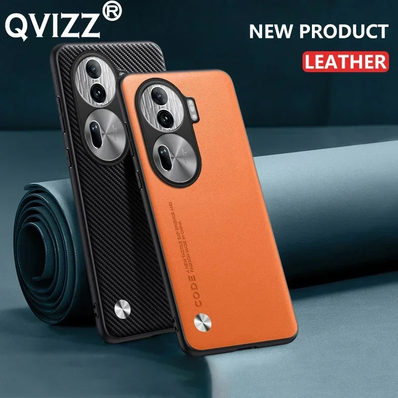 Funda de teléfono para Oppo Reno 11 Pro, cubierta dura de cuero de lujo, fibra de carbono esmerilada, ultrafina, a prueba de golpes, bordes suaves - imagen 5