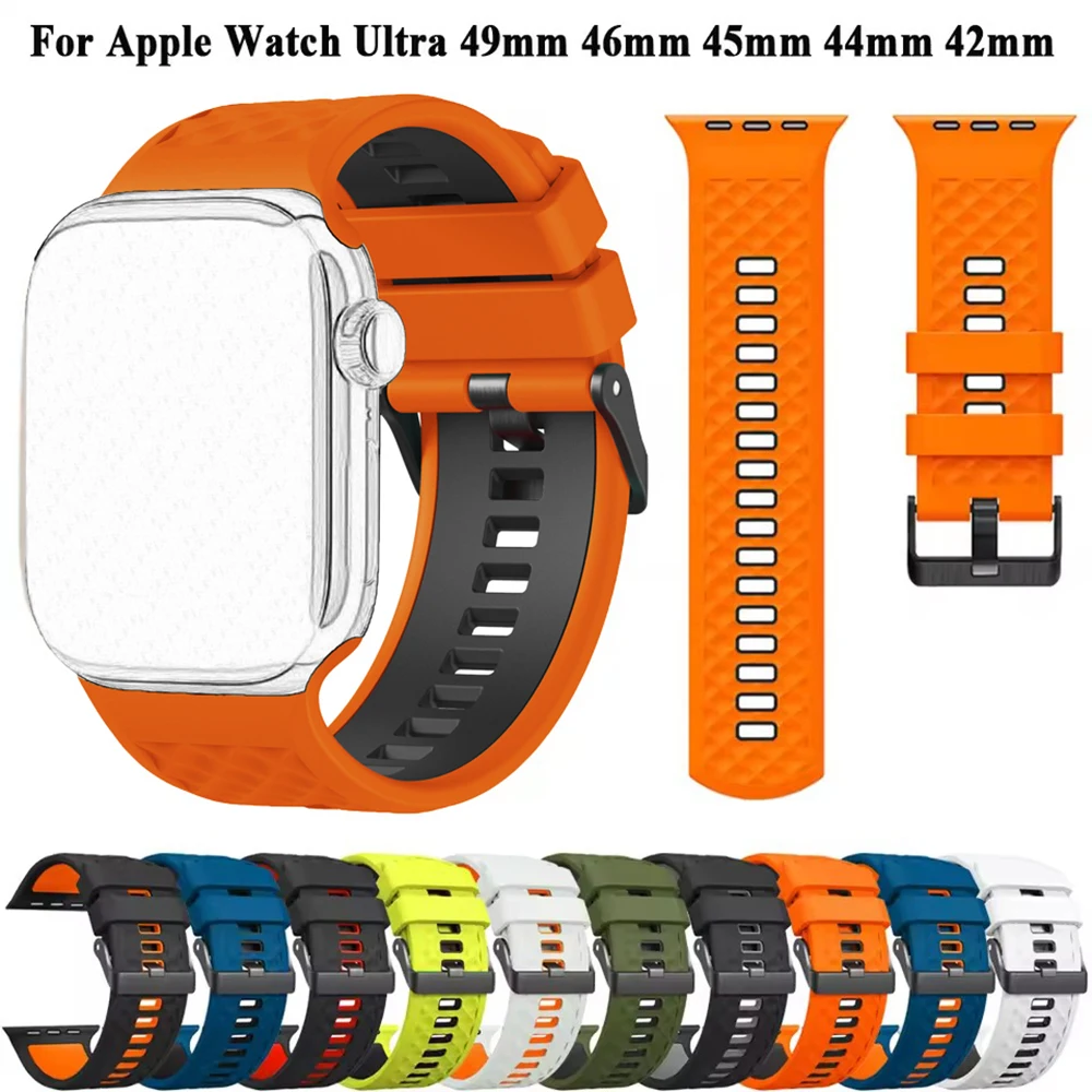 Correa de silicona para Apple Watch S10 49mm 46mm 45mm 44mm 42mm Serie 10 9 8 7 6 5 SE para Apple Watch Ultra 2 pulsera de 49mm