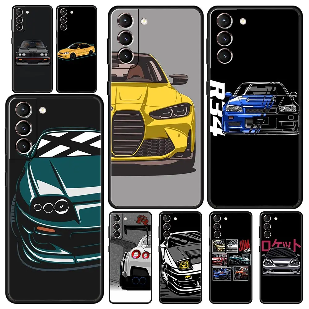 Funda de teléfono para Samsung Galaxy S24 S23 S22 Ultra S20 S21 FE 5G S10 S9 Plus S10E S8 S7 Edge Cover JDM tipo R Civic Sport Car