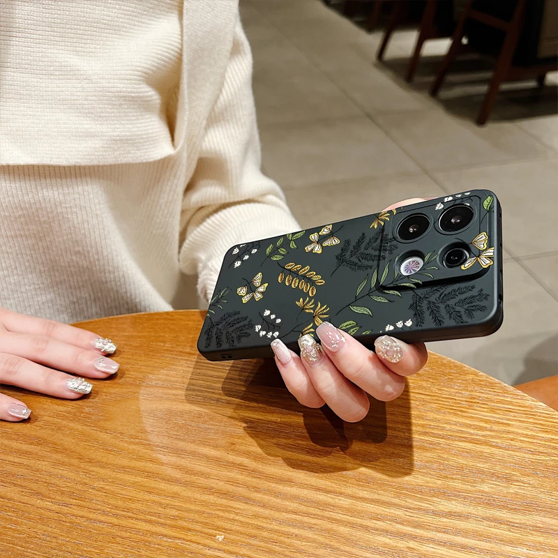 Funda de teléfono con patrón de hojas para Xiaomi Redmi Note 13 12 Pro Plus 5G 12S 11S 11 10S 10 Redmi 12 4G 13C, funda de silicona suave a prueba de golpes - imagen 4