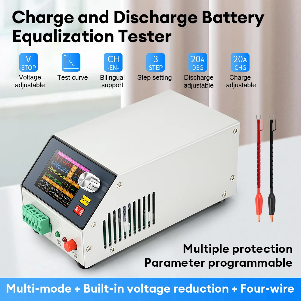 Probador de capacidad de batería integrada, descarga de carga de un solo canal multifunción con pantalla a Color de 2,4 pulgadas, probador de carga electrónica - imagen 2