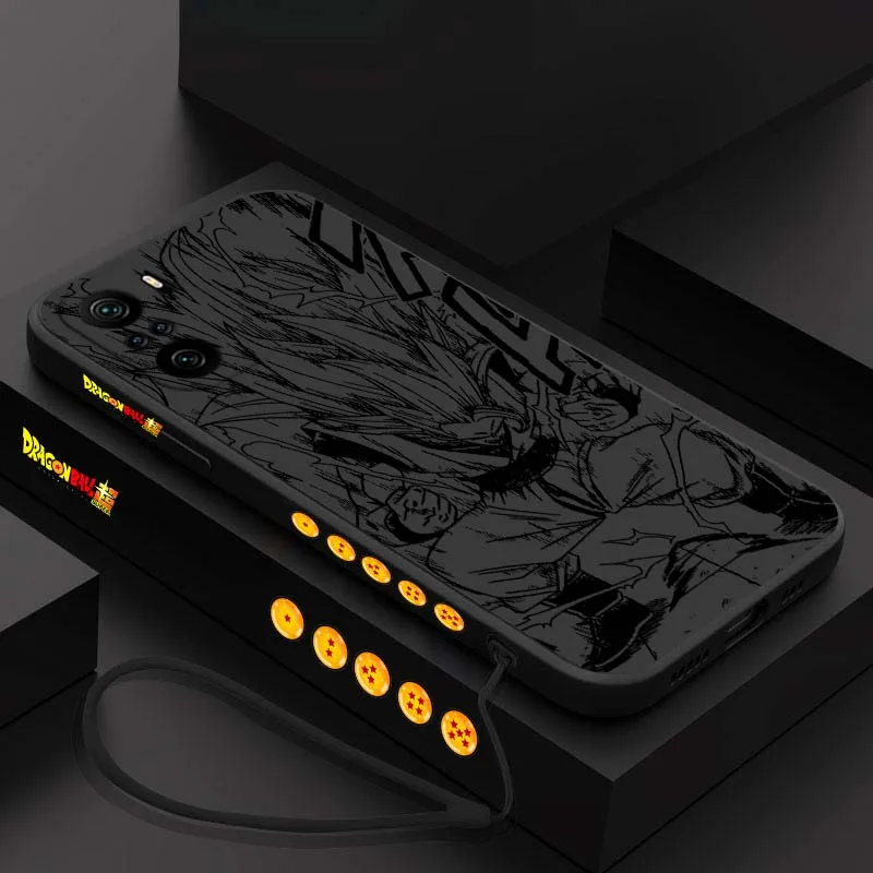 D-Dragon Ball Goku Saiyan para Xiaomi Redmi Note 14 13 12 11 10 9 8 Pro Plus 4G 5G cubierta de la caja del teléfono de cuerda izquierda líquida - imagen 3