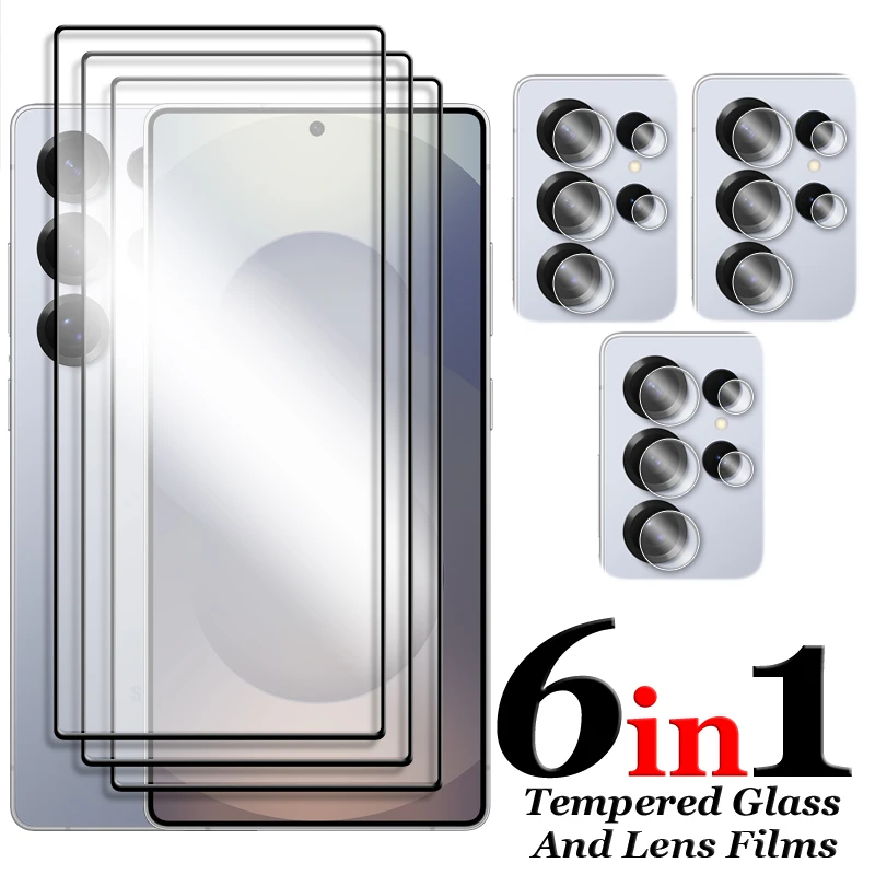 6 en 1 para Samsung Galaxy S25 Ultra vidrio para Samsung S21 S22 S23 S24 S25 Ultra 5G vidrio templado 2.5D Protector de pantalla de cubierta completa - imagen 2