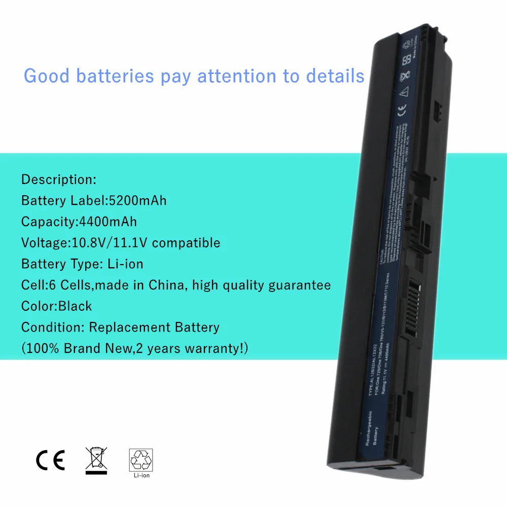 AL12B32 AL12B31 AL12A31 AL12X32 batería del ordenador portátil para ACER Aspire One 756 V5-171 725 para TravelMate B113 B113M B113-M - imagen 3
