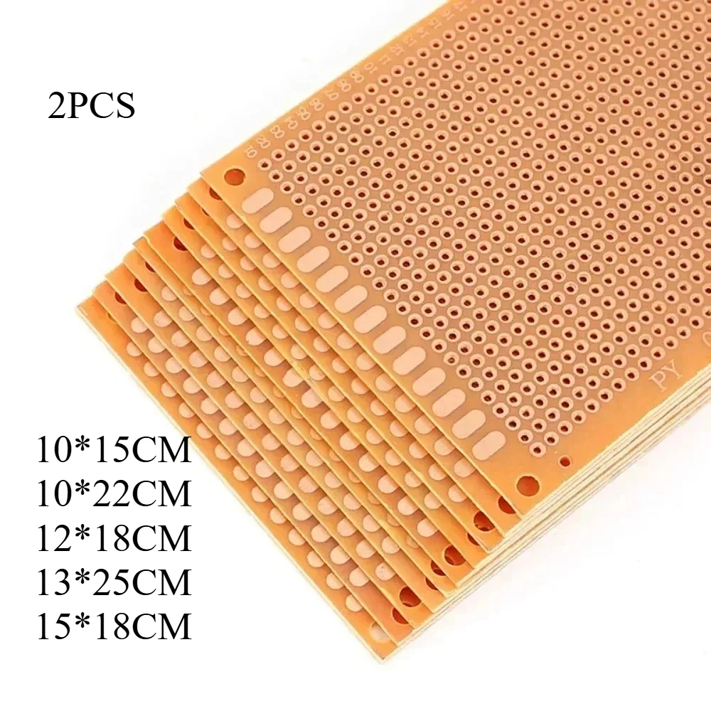 2 uds placa Universal PCB amarilla de un solo lado 10x15CM 10x22CM 12x18CM 13x25CM 15x18CM placa PCB prototipo placa perforada DIY